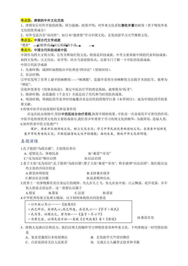 2024年中考?xì)v史重難點(diǎn)專項(xiàng)訓(xùn)練（含答案）