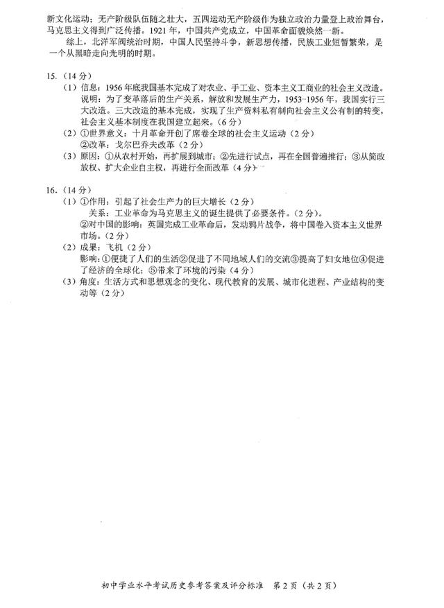 2024年長沙中考歷史真題解析（一）