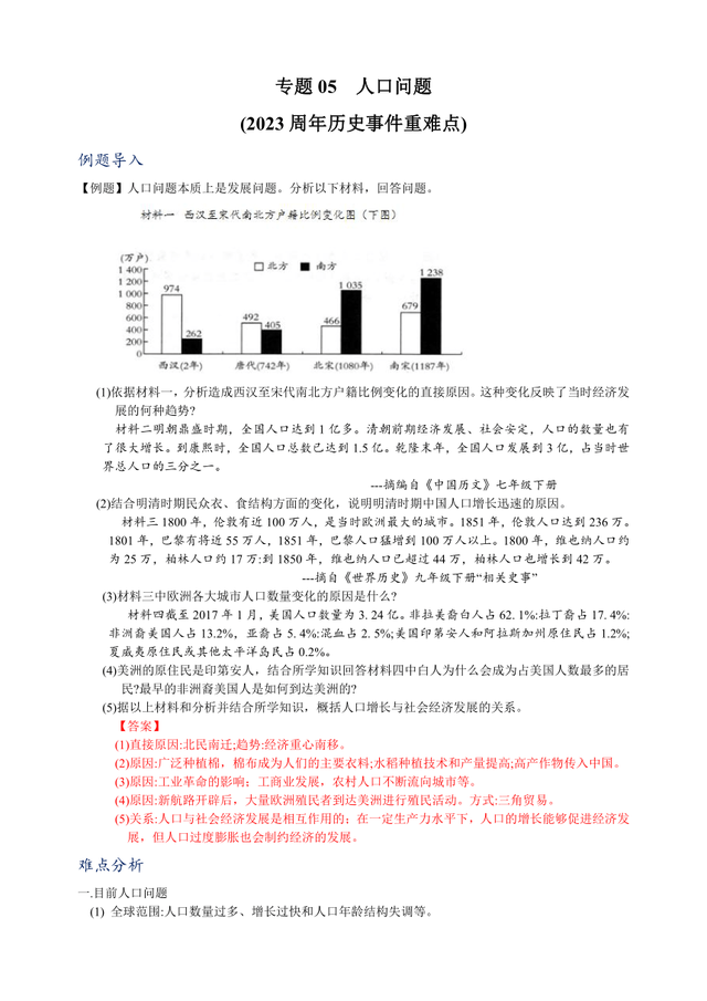 2024年中考?xì)v史重難點(diǎn)專項(xiàng)訓(xùn)練（含答案）