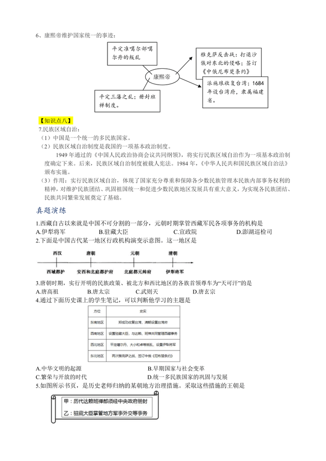 2024年中考?xì)v史重難點(diǎn)專項(xiàng)訓(xùn)練（含答案）